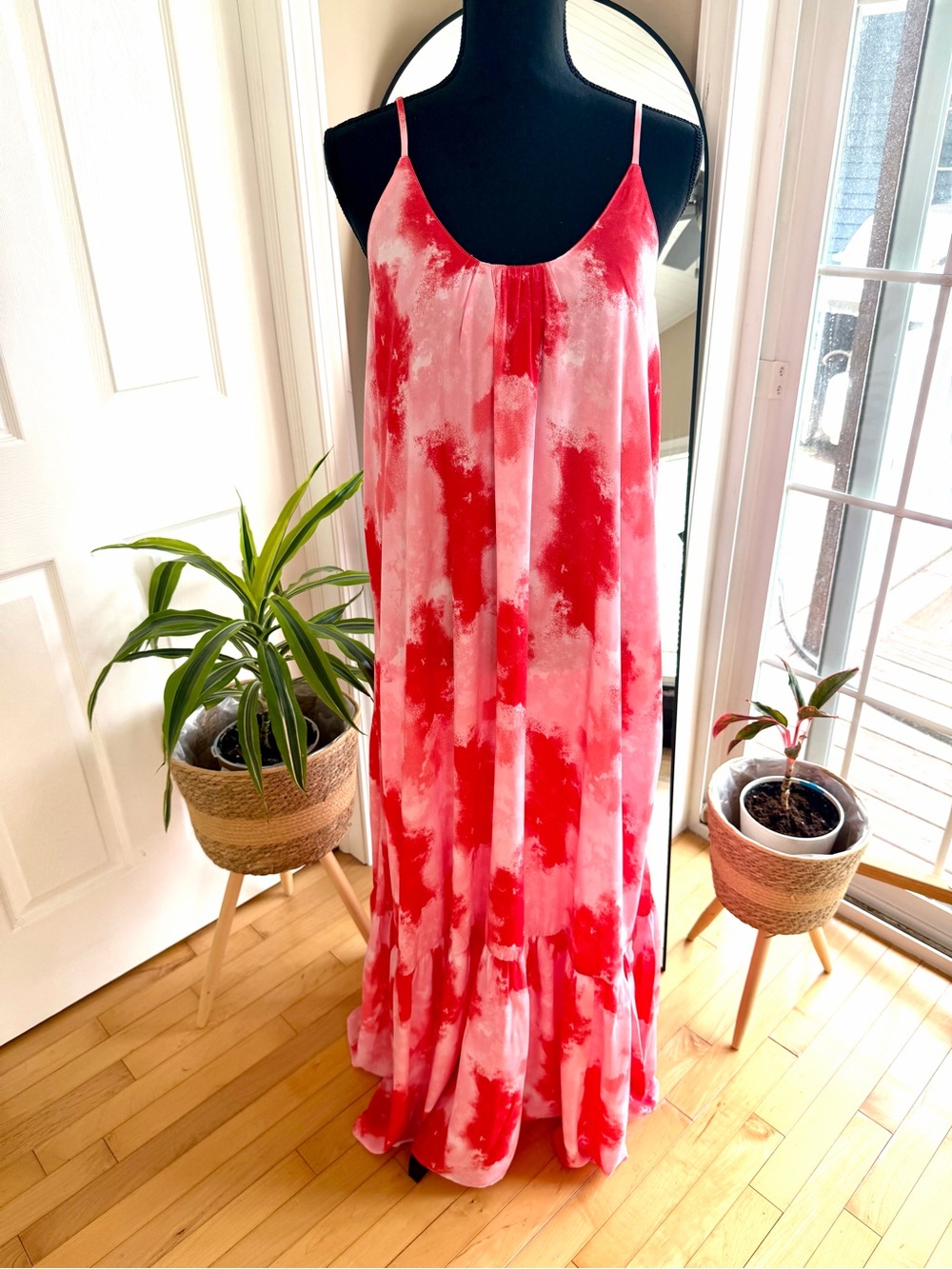 BUDDY LOVE | Pink and Red Tie-Dye Maxi Dress